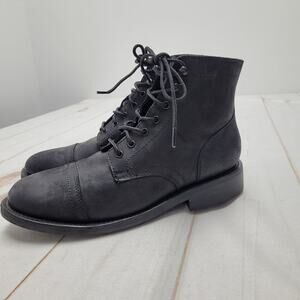 Thursday boots black leather nubuck Captain cap toe